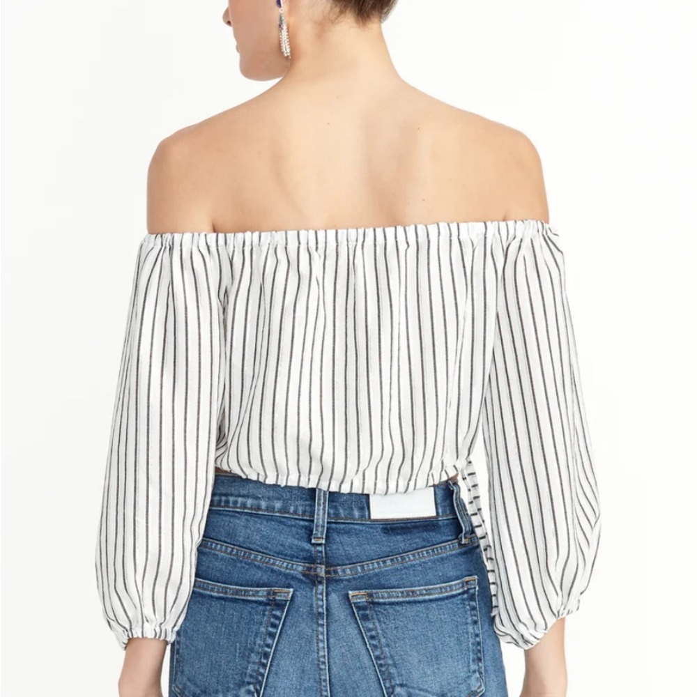 Rachel Roy Off The Shoulder Crop Top Black and White Combo Extra Small